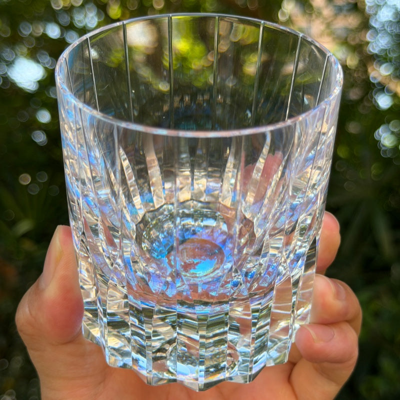 Edo Kiriko Handcrafted Crystal Royale Iridescent Whisky Glass with Wooden Box