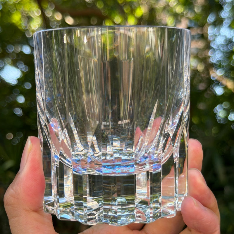 Edo Kiriko Handcrafted Crystal Royale Iridescent Whisky Glass with Wooden Box
