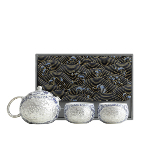 GOGLASSCUP Forbidden City Silver Gilt Lotus Pattern Tea Set GoGlassCup