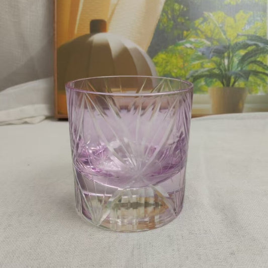 GOGLASSCUP Bule Flowers Edo Kiriko Whiskey Glass - Goglasscup