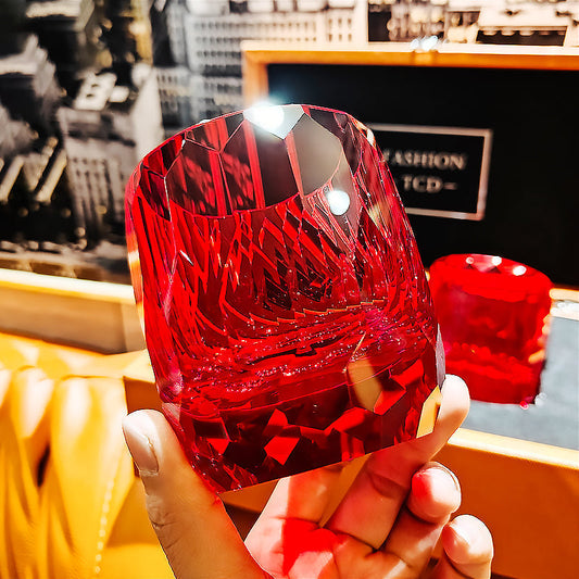 Fashion TCD K9 Crystal Japanese Edo Kiriko Whiskey Glass - Diamond-like - Pink GoGlassCup