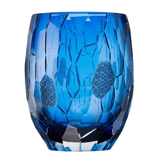 GOGLASSCUP Ice Crack Chrysanthemum Pattern Whiskey Glass - Goglasscup