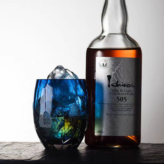 GOGLASSCUP Ice Crack Chrysanthemum Pattern Whiskey Glass - Goglasscup