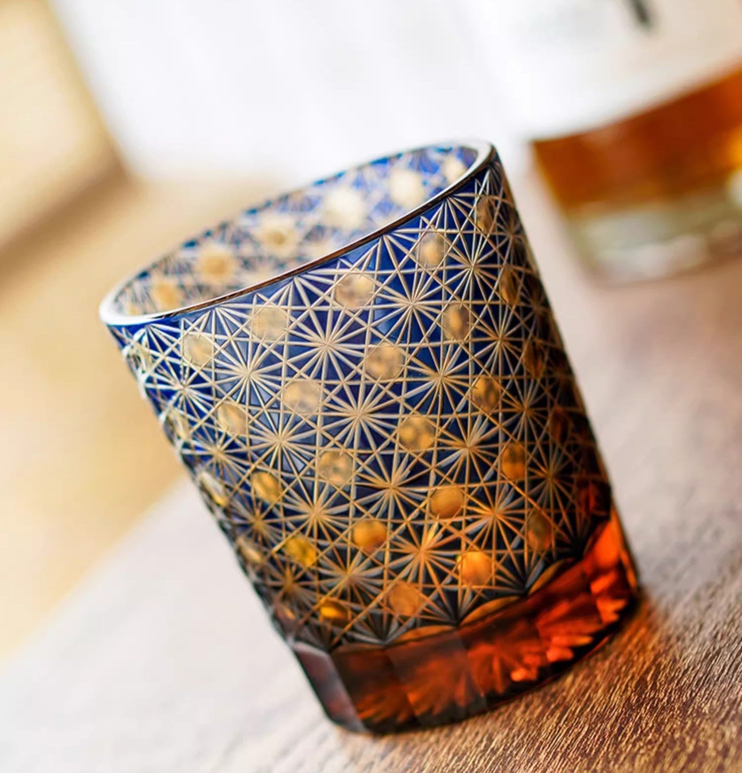 GOGLASSCUP Chrysanthemum Texture Japanese Edo Kiriko Glasses GoGlassCup