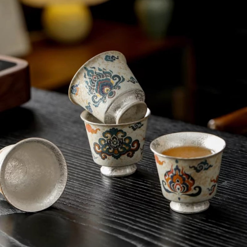 DunHuang Gilded Silver Master Tea Cups
