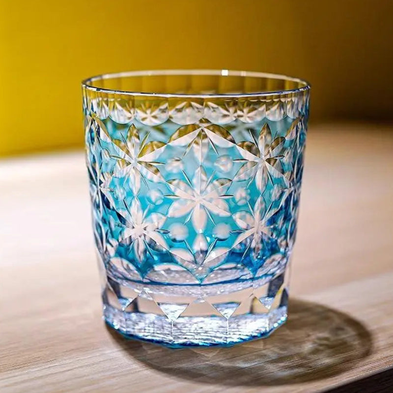 GoGlassCup Edo Kiriko Sakura Snow Whiskey Glass - Goglasscup