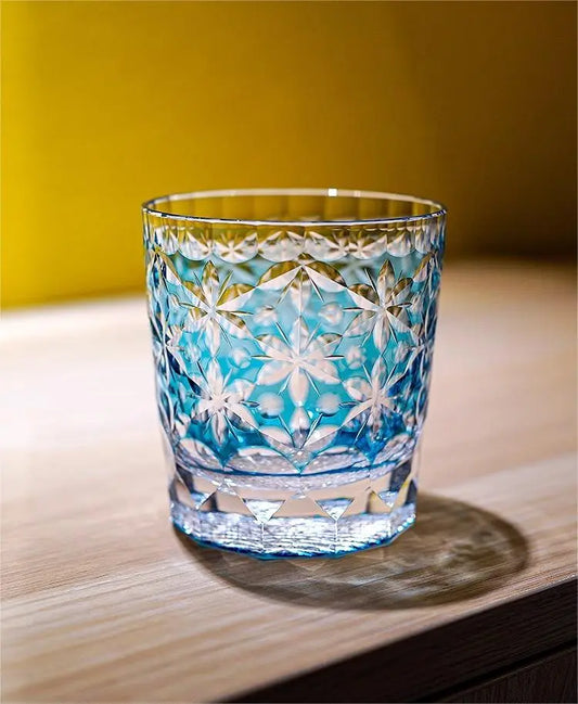 GoGlassCup Edo Kiriko Sakura Snow Whiskey Glass - Goglasscup