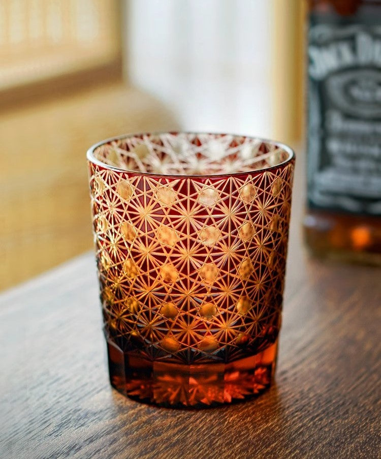 GOGLASSCUP Chrysanthemum Texture Japanese Edo Kiriko Glasses GoGlassCup