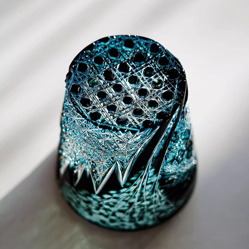 Edo Kiriko Handcrafted Tanma Whisky Glass With Wooden Box