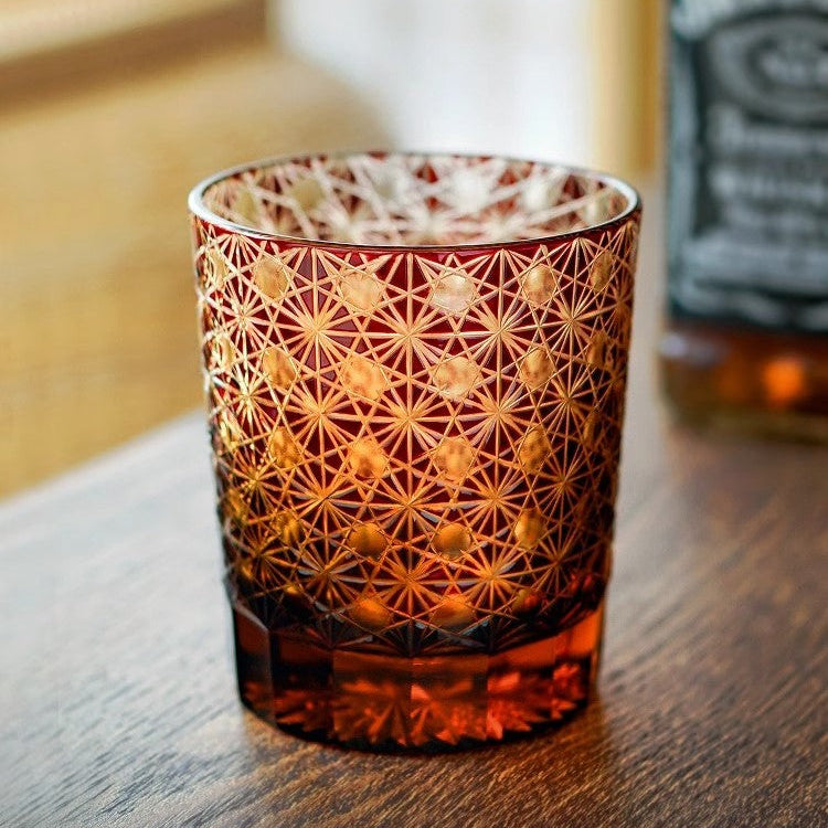 GOGLASSCUP Chrysanthemum Texture Japanese Edo Kiriko Glasses GoGlassCup