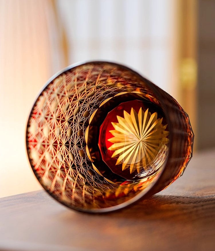 GOGLASSCUP Chrysanthemum Texture Japanese Edo Kiriko Glasses GoGlassCup