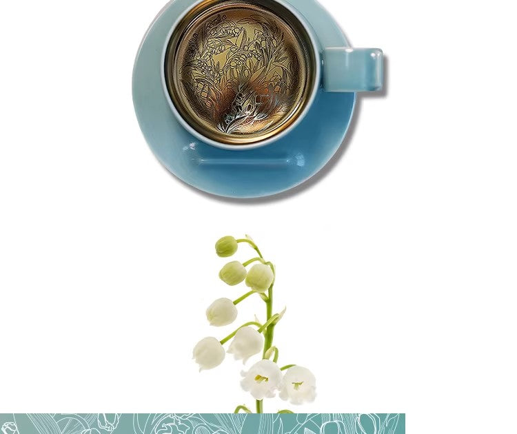 Lily of the Valley Couple Mugs - Matching Ceramic Coffee Cups, Wedding Gift Set with Gift Box