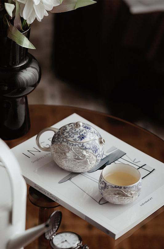 GOGLASSCUP Forbidden City Silver Gilt Lotus Pattern Tea Set GoGlassCup