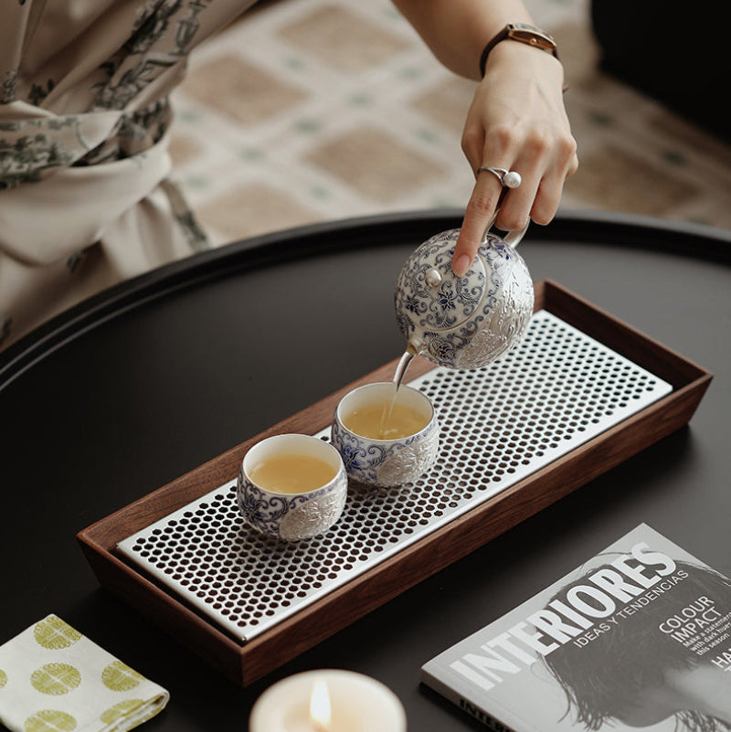 GOGLASSCUP Forbidden City Silver Gilt Lotus Pattern Tea Set GoGlassCup