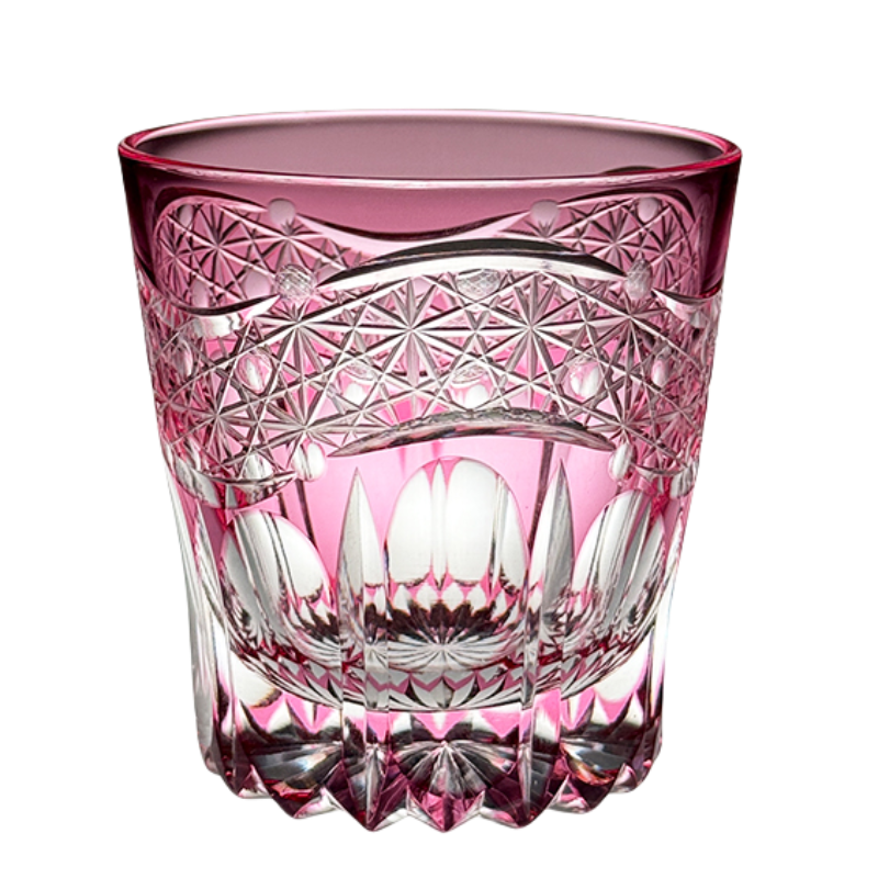 Edo Kiriko Handcrafted Ruby Prism Whisky Glass Goglasscup