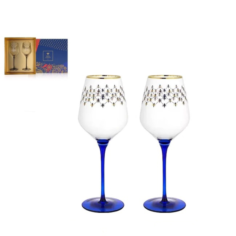 LOMONOSOV Cobalt Blue Mesh Wine Glasses