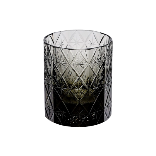 GoGlassCup Ink Black Star Lead-Free Crystal Edo Kiriko Whiskey Glass Goglasscup