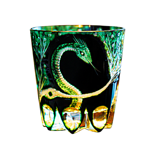 GoGlassCup Green Serpent Edo Kiriko Whiskey Glass - Goglasscup