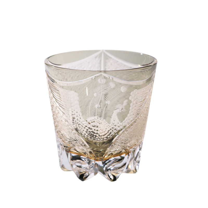 Edo Kiriko Handcrafted Gray Phoenix Whiskey Glass GoGlassCup