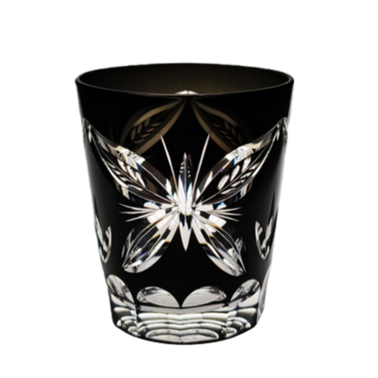 Black Butterfly Crystal Whiskey Glass