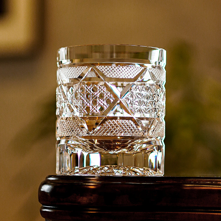 GoGlassCup Golden Chrysanthemum Longan Edo Kiriko Whiskey Glasses - Goglasscup