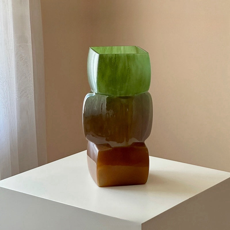 GoGlassCup New Chinese Style Glazed Square Vase Goglasscup