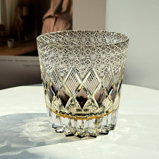 Edo Kiriko Whiskey Glass-Star Shield GoGlassCup