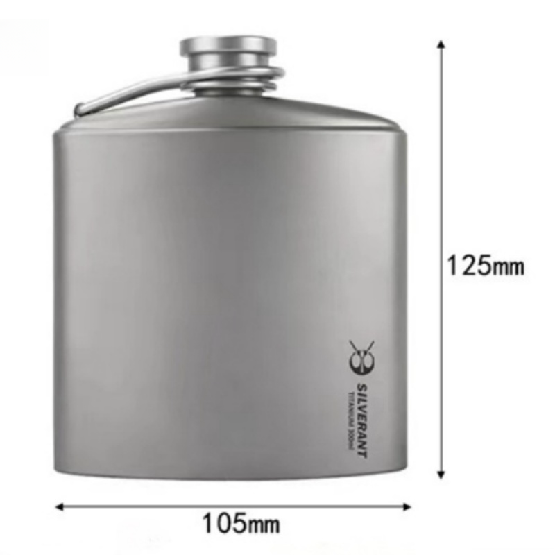 SILVERANT Pure Titanium Outdoors Hip Flask Goglasscup