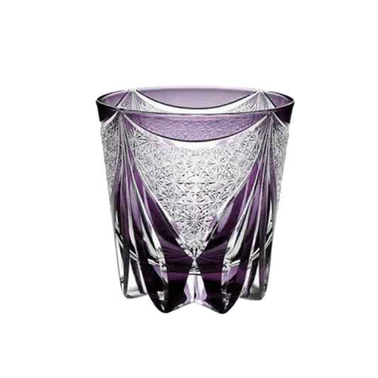 Edo Kiriko Whiskey Glass-Purple Ice GoGlassCup