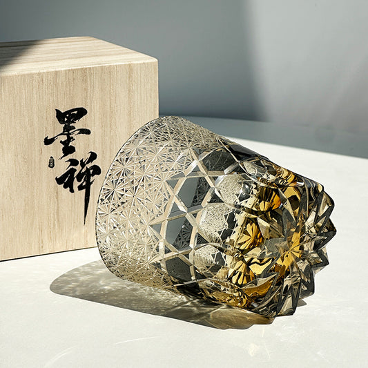 KAGAMI Fluorite Edo Kiriko Crystal Glass Whiskey Glass