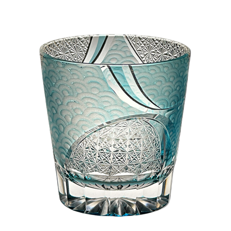 VIANASA'S Ink Blue Cloud Edo Kiriko Whiskey Glass Goglasscup
