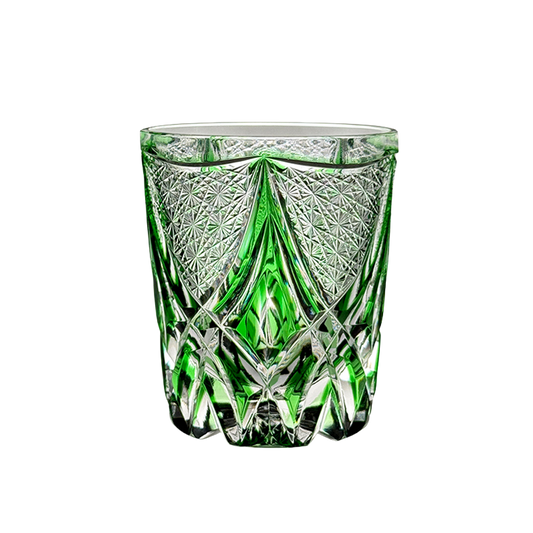 Edo Kiriko Handcrafted Green flame Whiskey Glass Goglasscup