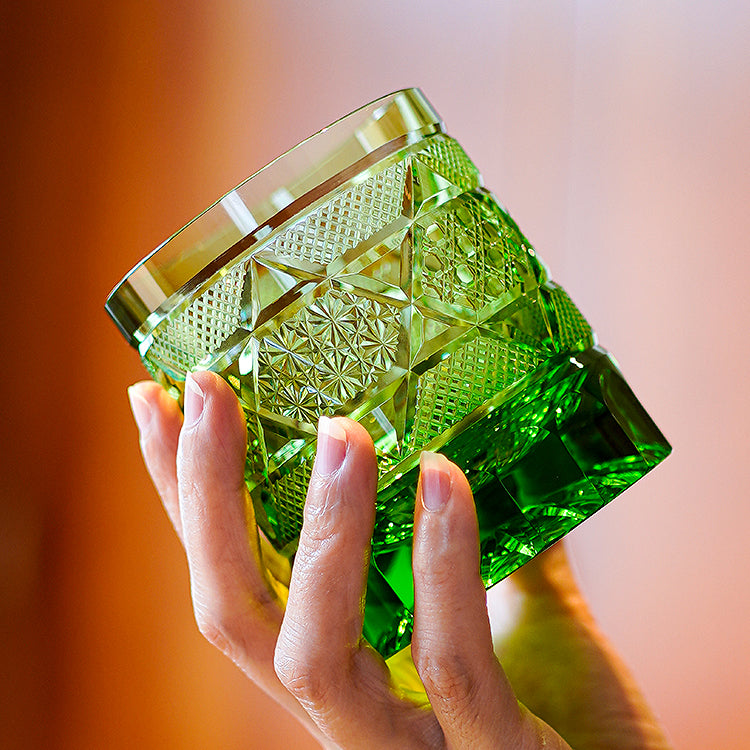 GoGlassCup Golden Chrysanthemum Longan Edo Kiriko Whiskey Glasses - Goglasscup