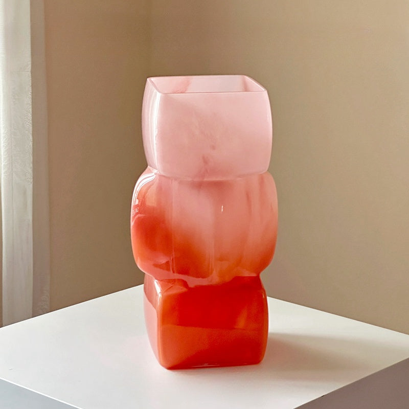 GoGlassCup New Chinese Style Glazed Square Vase Goglasscup