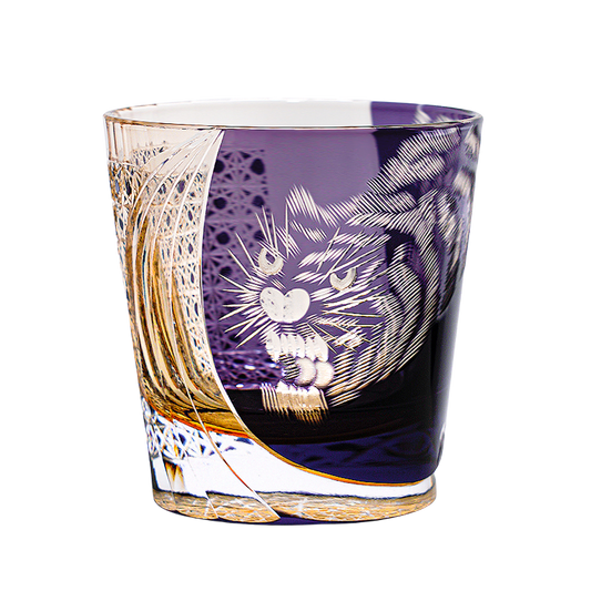 Edo Kiriko Handcrafted Kuro Tora Whisky Glass With Wooden Box