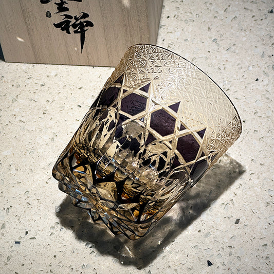 KAGAMI Fluorite Edo Kiriko Crystal Glass Whiskey Glass