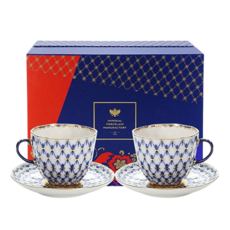 LOMONOSOV Cobalt Blue Handcrafted Porcelain Tea Set