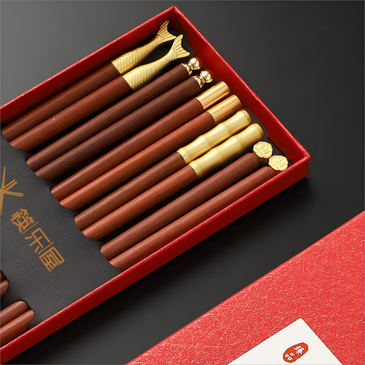 Red Sandalwood Chinese Chopsticks 5 Pairs GoGlassCup