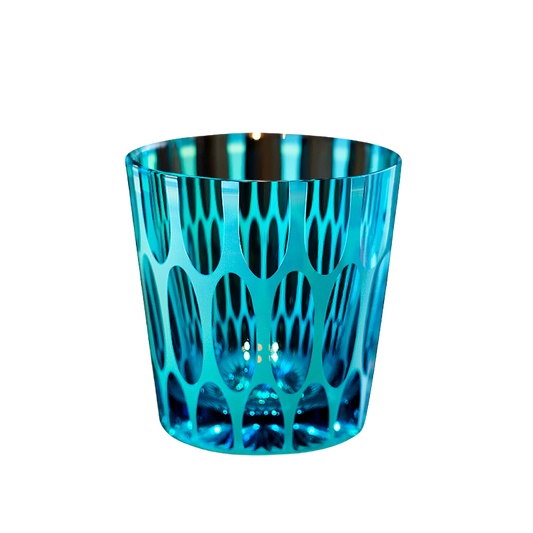 Edo Kiriko Handcrafted Aomidori Wave Glass GoGlassCup