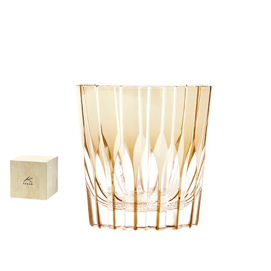 KAGAMI Edo Kiriko Crystal Luxury Starburst Whiskey Glass With Gift Box | Amber GoGlassCup