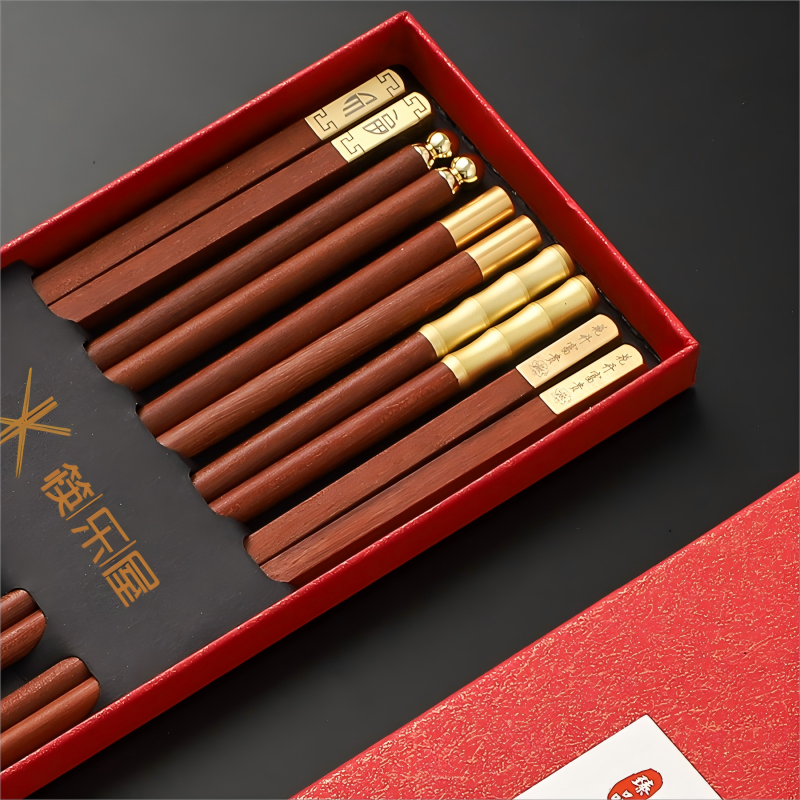 Red Sandalwood Chinese Chopsticks 5 Pairs GoGlassCup