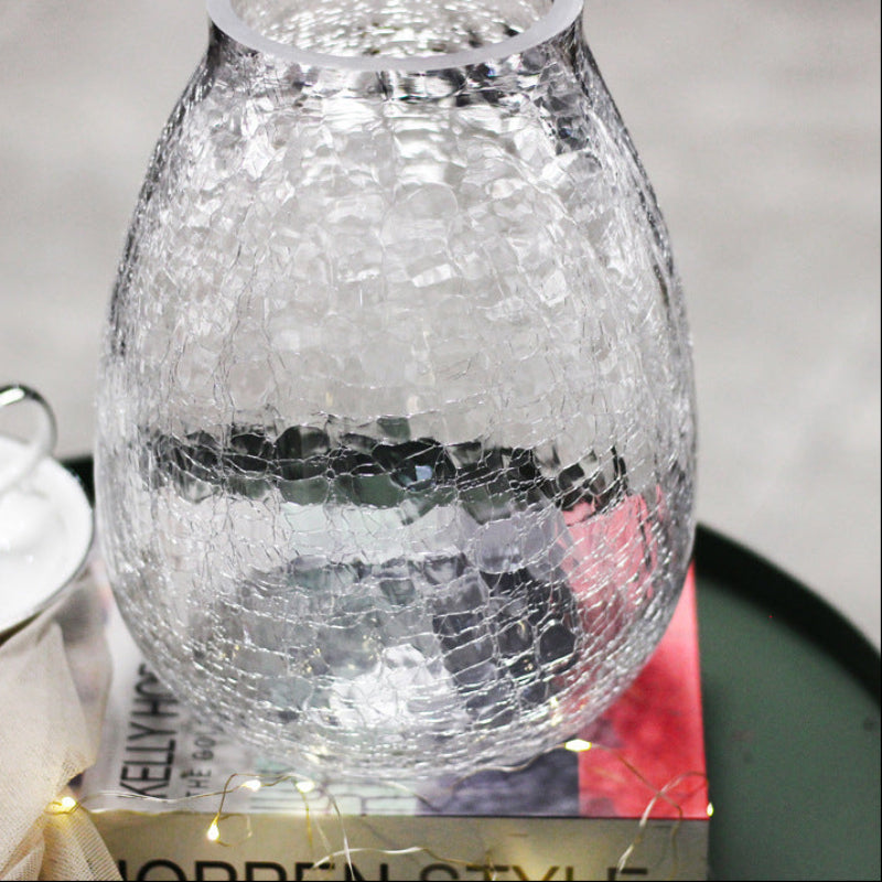 TLIFE Cracked Ice Flower Glass Vase - Goglasscup