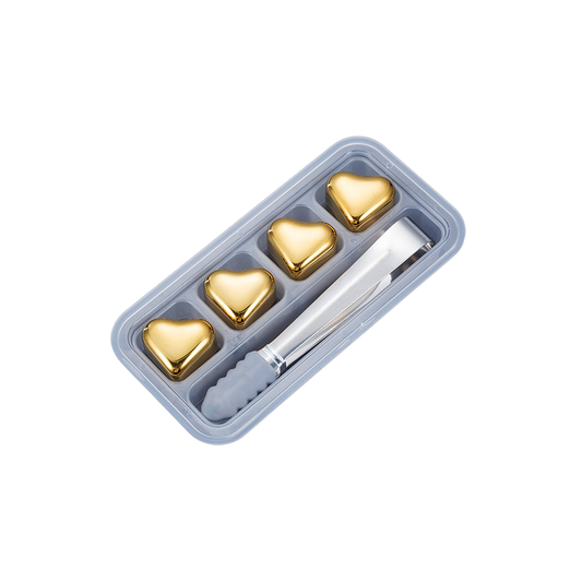 GOGLASSCUP Heart-shaped Gold Stainless Steel Ice Cubes Goglasscup