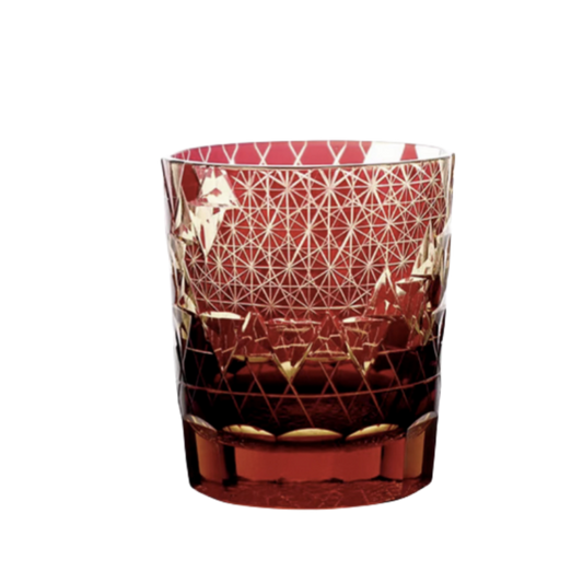 Edo Kiriko Handcrafted Hexagonal Exquisite Whiskey Glass - Red GoGlassCup