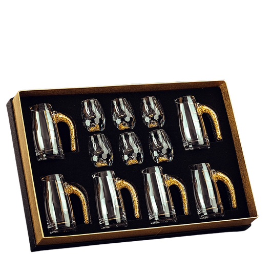 GOGLASSCUP 3D Glacier Glass Cup Crystal Gold Foil Shot Glasses Goglasscup