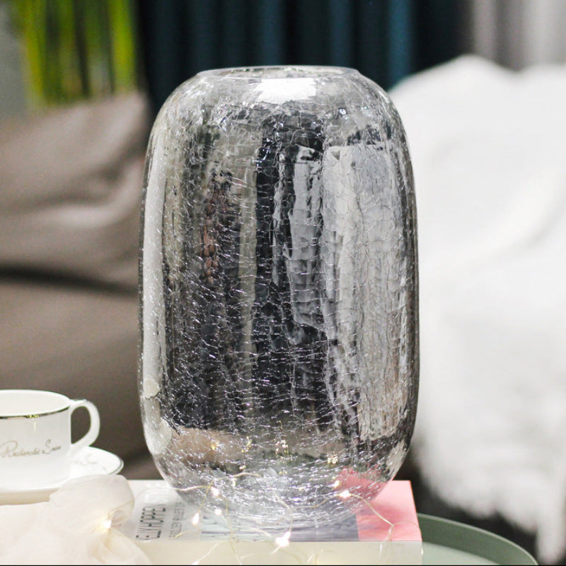 TLIFE Cracked Ice Flower Glass Vase - Goglasscup