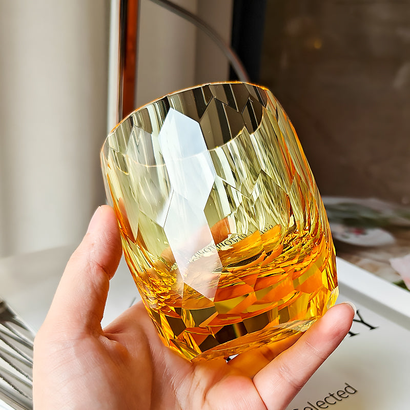 Fashion TCD K9 Crystal Japanese Edo Kiriko Whiskey Glass - Diamond-like - Pink GoGlassCup