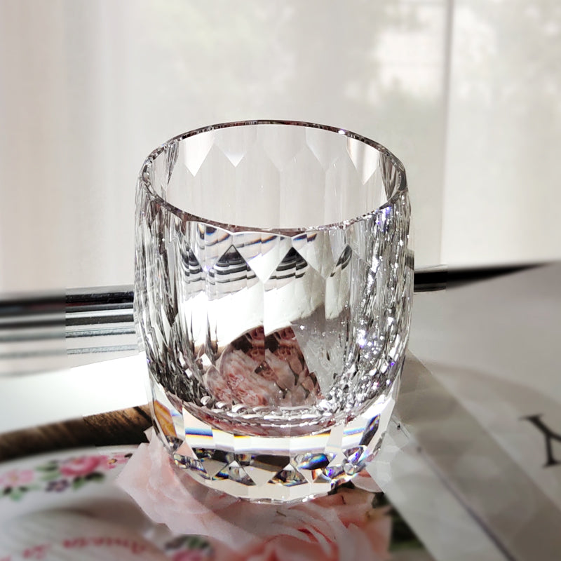 Fashion TCD K9 Crystal Japanese Edo Kiriko Whiskey Glass - Diamond-like - Pink GoGlassCup