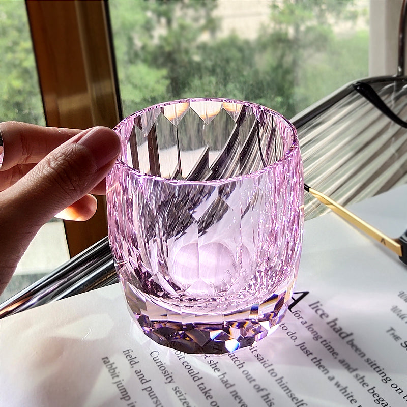 Fashion TCD K9 Crystal Japanese Edo Kiriko Whiskey Glass - Diamond-like - Pink GoGlassCup