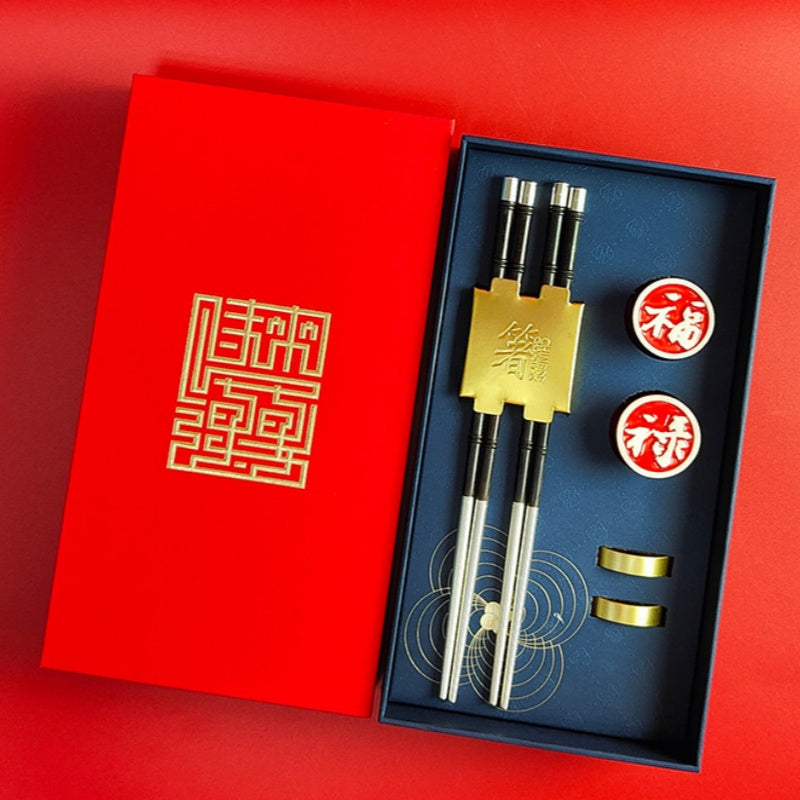 High-end Silver Chopsticks Gift Box-Chinese Characteristic Gift